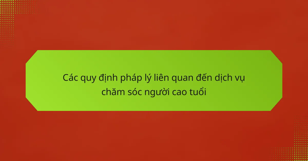 Các quy định pháp lý liên quan đến dịch vụ chăm sóc người cao tuổi