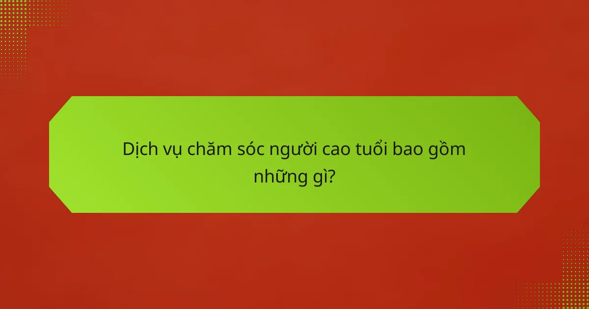 Dịch vụ chăm sóc người cao tuổi bao gồm những gì?