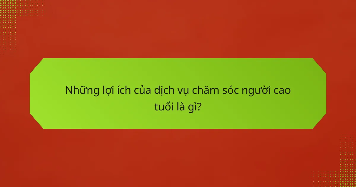 Những lợi ích của dịch vụ chăm sóc người cao tuổi là gì?